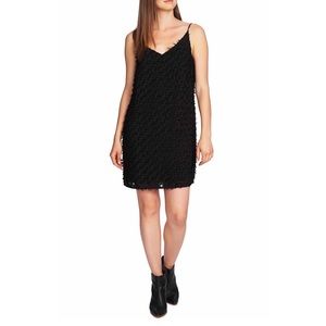 NWT 1.State Fringe Jacquard Slip Dress Black